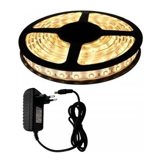 Fita Super Led 5050 Branco Quente 300 Leds 5m + Fonte