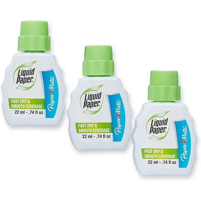 Corrector Liquid Paper Mate En Botella 22ml Rapido Secado X3