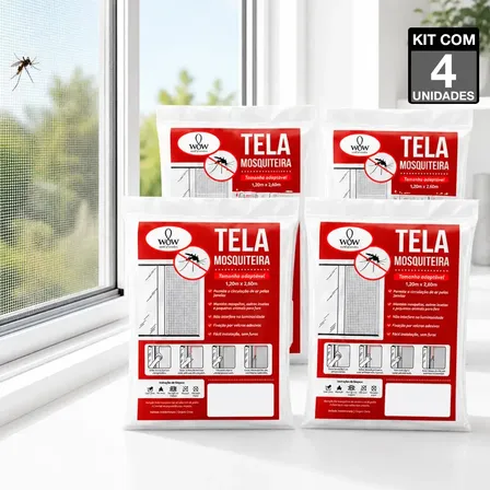 Kit 4 Tela Mosquiteira Janela Velcro Ajustável Anti Insetos Wow World Of Wonders