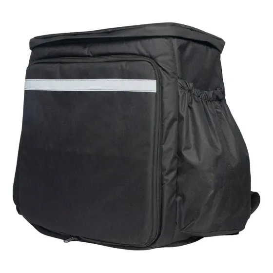 Mochila Delivery Urbana iBags Impermeável Térmica Motoboy Bag Pizza Preto 80L Marmita Lanche Dobrável Compacta Resistente Bolsos Compartimentos Confortável