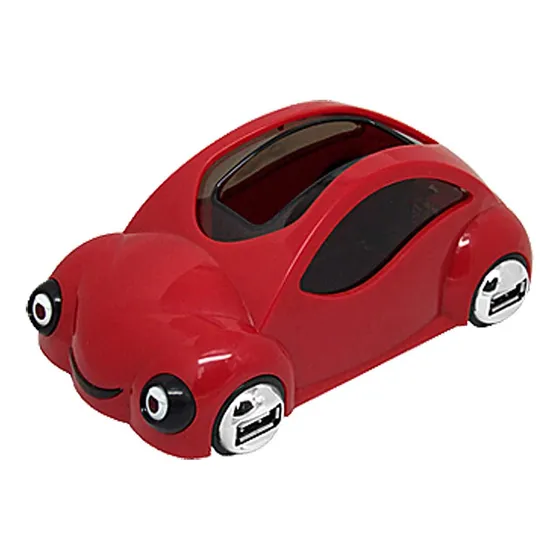Qtqgoitem Coche Rojo 4 Puerto Usb 2.0 Hub Tarjetero Para Pc