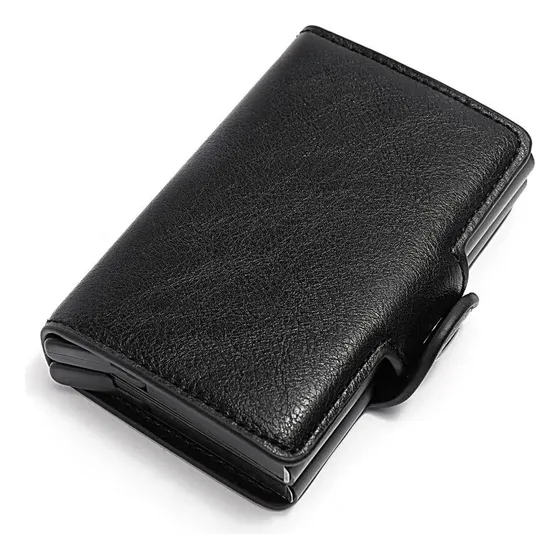 Billetera Anti Scan Rfid Simil Cuero Y Metal 14 Tarjetas