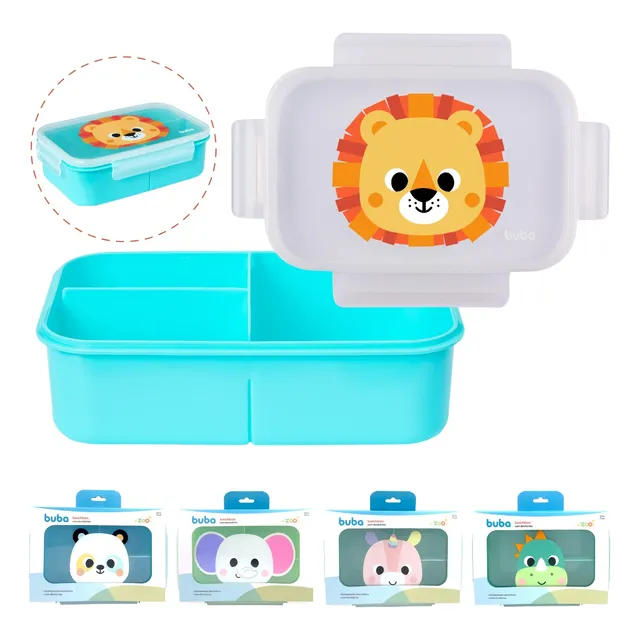 Lancheira Com Divisória Lunchbox 1000ml Marmita Buba Zoo