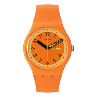 Reloj Swatch Proudly Orange Color De La Correa Naranja Color Del Bisel Naranja Color Del Fondo Blanco Reloj Swatch Proudly Orange Color De La Correa Naranja Color Del Bisel Naranja Color Del Fondo Blanco