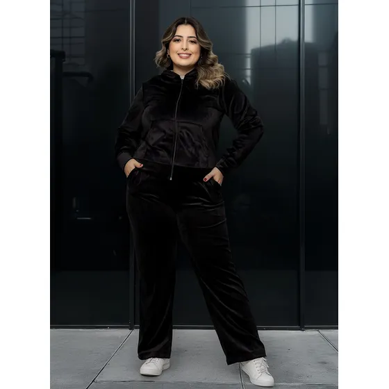 Conjunto Feminina Veludo Plush Com Capuz Con-001
