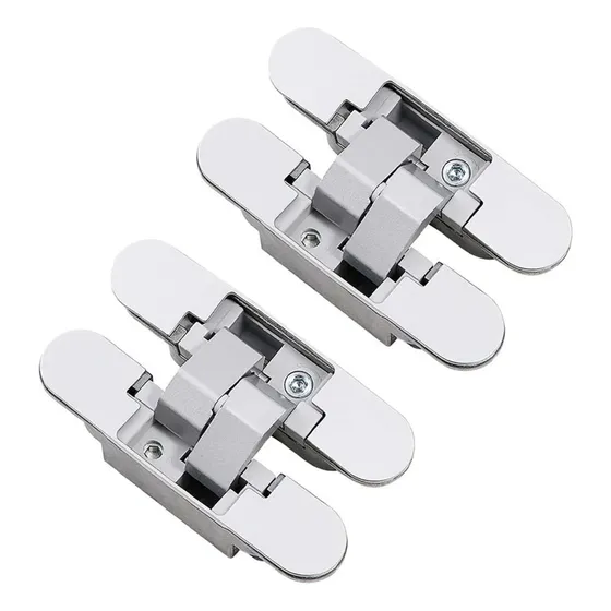 2 Bisagras De Puerta De Metal Zincado Ajustables Ocultas, 3d
