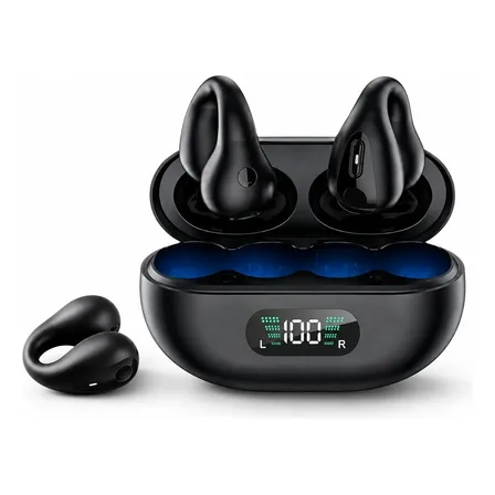 Audífonos Bluetooth Open Ear Clip On Enc Led Negro