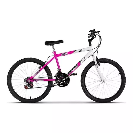 Bicicleta  de passeio Ultra Bikes Bike Aro 24 bicolor 18 marchas freios v-brakes cor rosa/branco