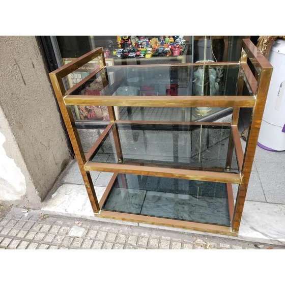 Mesita Ratona De Bronce Y Vidrio