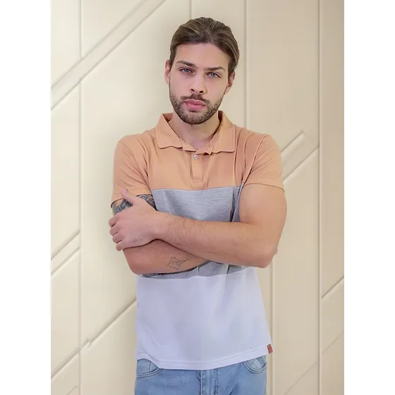 Chomba Blouth Combinada Algodón Manga Corta Hombre