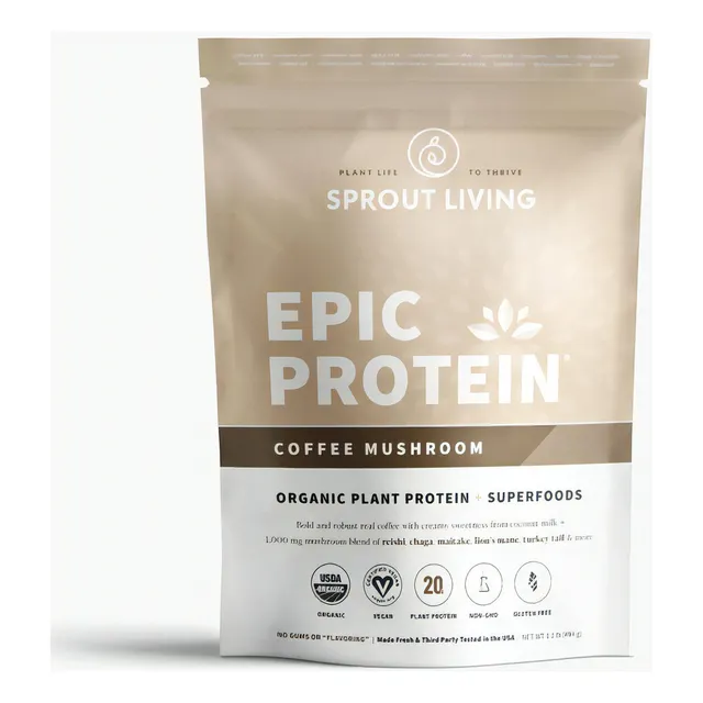 Sprout L Epic Protein Coffee Mushroom, Vegana 494gr Sabor Café
