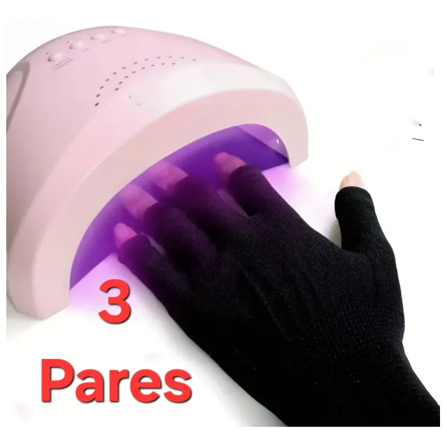 Set 3 Pares De Guantes Para Manicura Proteccion Lampara Uv