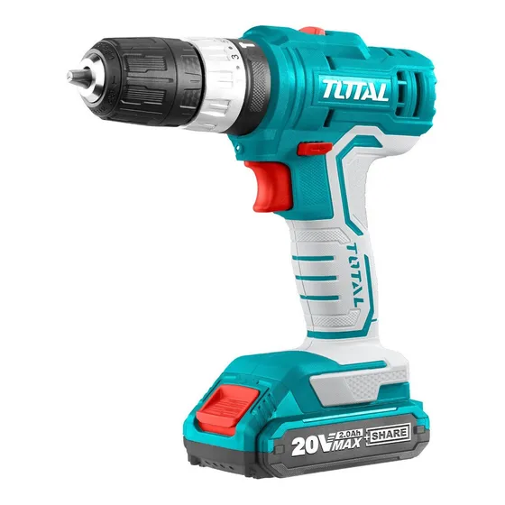 Taladro Percutor Y Atornillador Inalámbrico Total 20v, Mandril 10mm, 45nm - Con 2 Baterías 2.0ah Litio-ion, Cargador, Maletín Plástico Y Mechas - Tidli20012