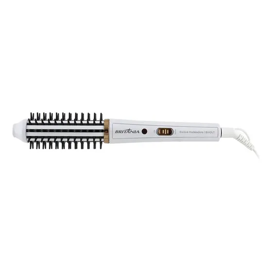 Escova Modeladora Britânia 2 em 1 Branca Antiaderente 60W BEC04 Bivolt