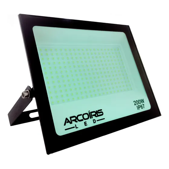 Refletor Led Holofote Superled 200w Luz Verde Ip67 127/220v Carcaça Preto