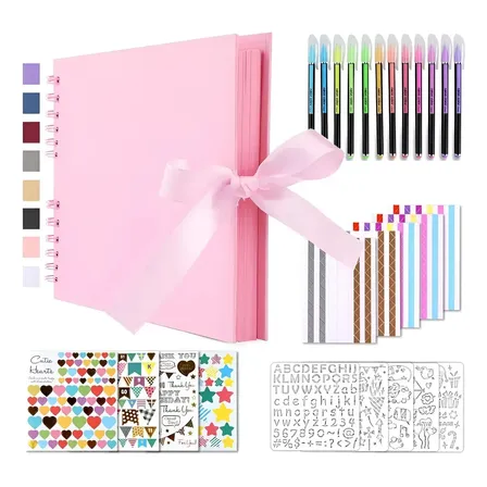Álbum De Recortes Familiar De 80 Páginas Para Hacer Uno Mism Rosa Liso