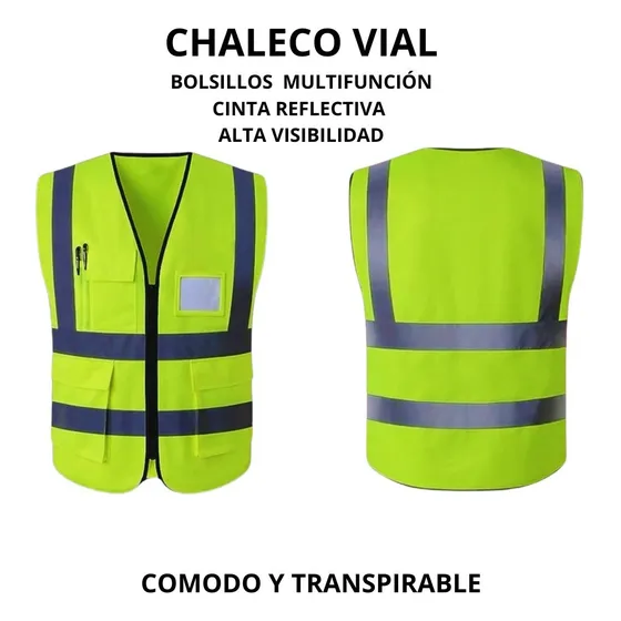 Chaleco Vial Con Bolsillos Multifuncion