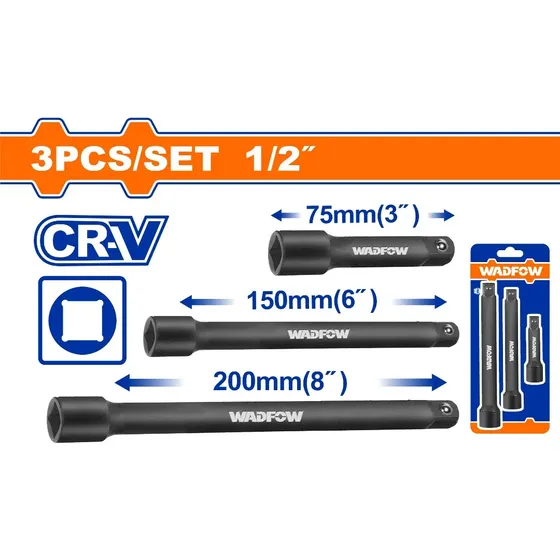 Set X 3 Barra De Extensión Dado Impacto 1/2  Wadfow Wms7403