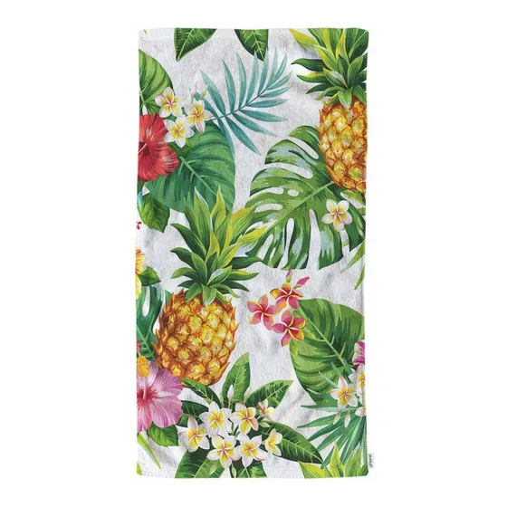 Ofloral Toalla Mano Piña Hoja Paño Algodon Palma Selva Verde