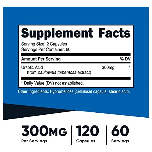 Suplemento Nutricost De Ácido Ursólico 300 Mg 120 Cápsulas