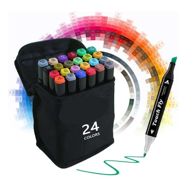 110 Sets Marcadores Plumones 24 Colores Doble Punta Pincel Negro