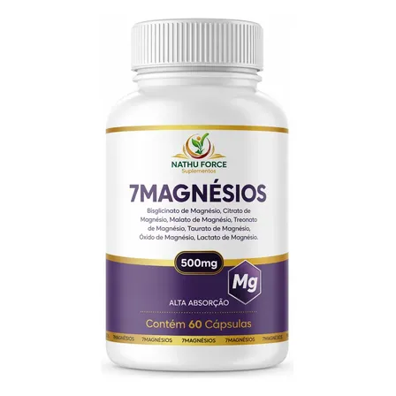 7 Magnésios Nathu Force 500mg Cápsulas Multibenefícios Energia+ Disposição+ Foco+ Memória