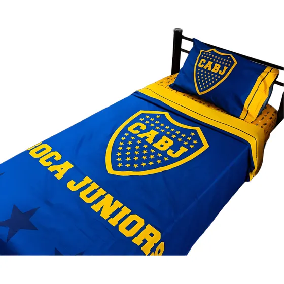 Juego De Sabana Infantil Futbol 1 1/2 Pl River Boca Licencia Diseño De La Tela Boca 2