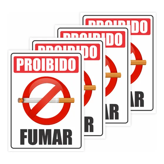 Kit Adesivo Proibido Fumar Quarto Hotel Pousada 10x14cm 20un