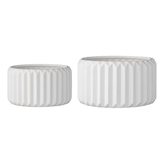 Bloomingville A75210002 Juego De 2 Macetas Redondas De Gres White Bloomingville