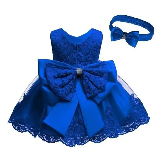 L Conjunto De Vestido Para Niñas + Diadema Con Lazo De