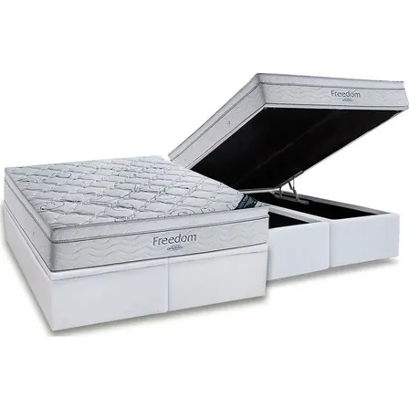 Conjunto Baú-colchão Ortobom Freedom+cama Queen 158 Ciano