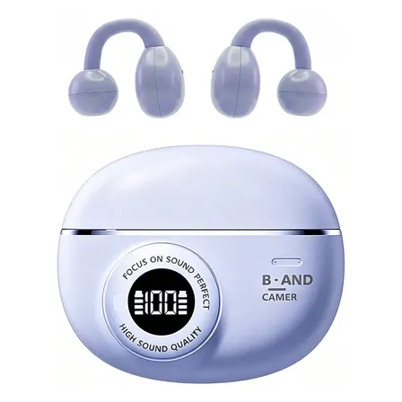 Audífonos Clip On Tws Bluetooth Con Pantalla Violet
