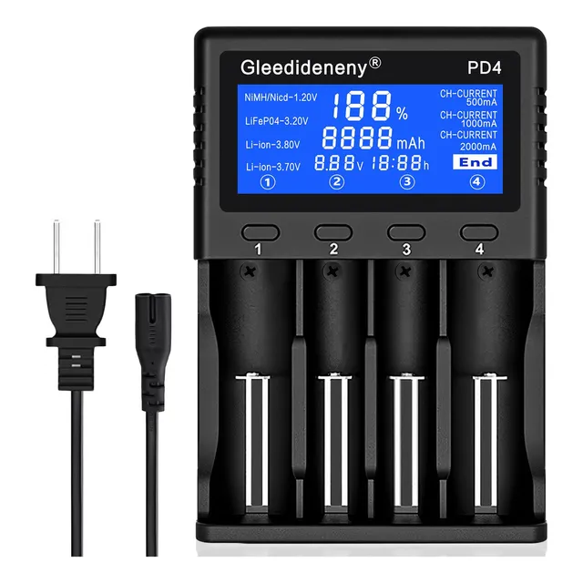 Gleedideneny 18650 Cargador De Batería, Cargador Universal Lcd Para Recargable 3.7 V, 3.8 V, 3.2 V, 26650 20700 18650 18350 17670 17500 16340 (rcr123) 14500 1.2 V Aa Aaa Sc C Batería