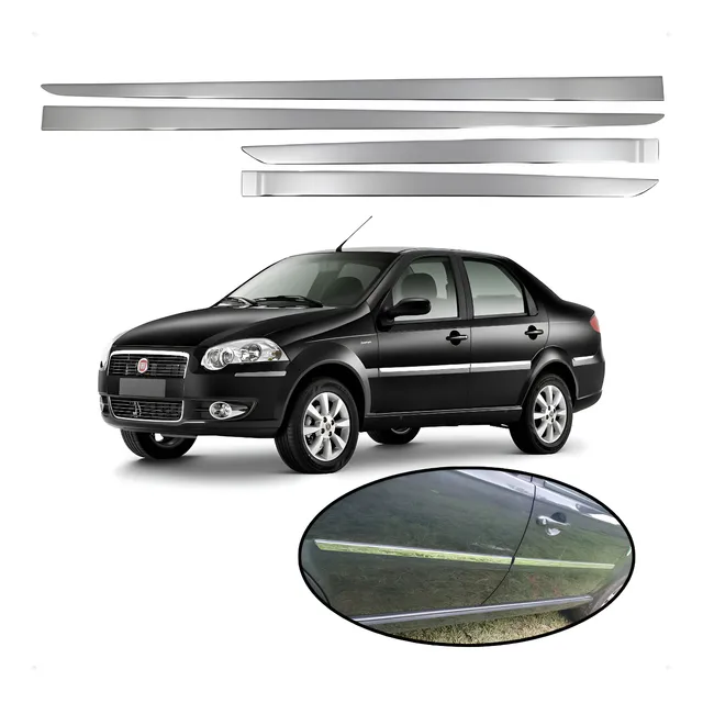 Jogo Com 4 Friso Lateral Cromado Fiat Siena 2010 4 Portas