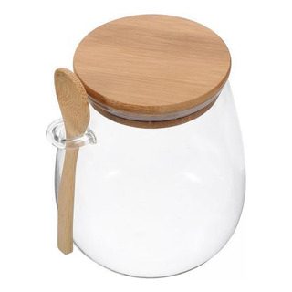 4 Tarro De Vidrio Para Despensa Con Cuchara De Madera, 600ml 4 Tarro De Vidrio Para Despensa Con Cuchara De Madera, 600ml