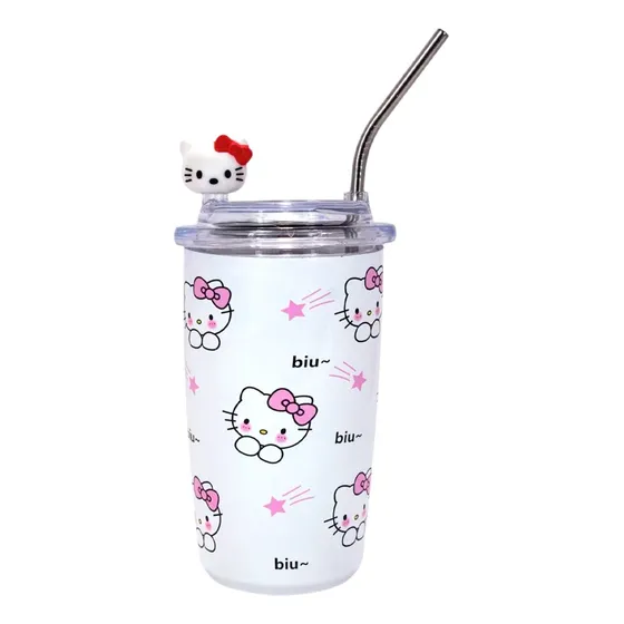 Vaso Con Popote Térmico Acero Inoxidable Kuromi Hello Kitty