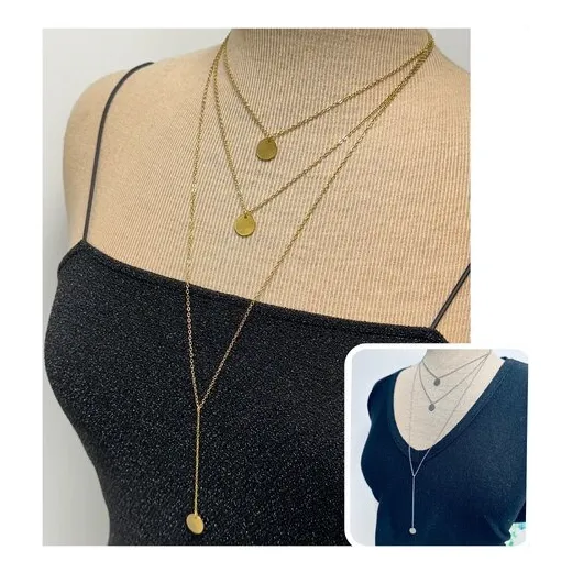 Collar Largo Mujer Acero Inoxidable Dorado