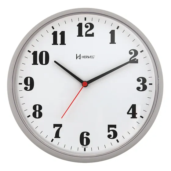 Relógio De Mesa Herweg 6126-024 Cinza E Branco Analógico