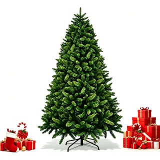 Árbol De Navidad Artificial Verde 2.1m 1000 Ramas Frondoso Verde