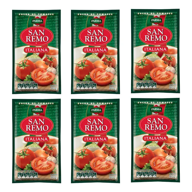 Salsa De Tomate San Remo Pack  6 Un De 200 G Pack Ahorro