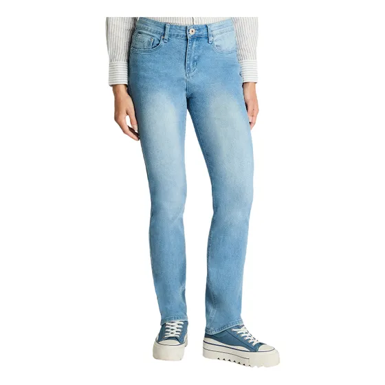 Jeans Recto 1 Botón Celeste Mujer Moda Hasta La Talla 52