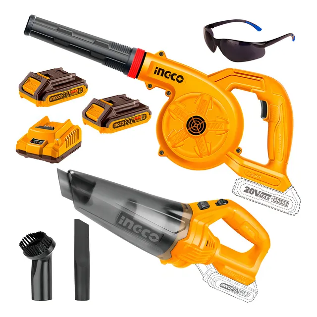 Sopladora 20v + Aspiradora Mano 20v+ 2bat Hogar Ingco Color Naranja claro