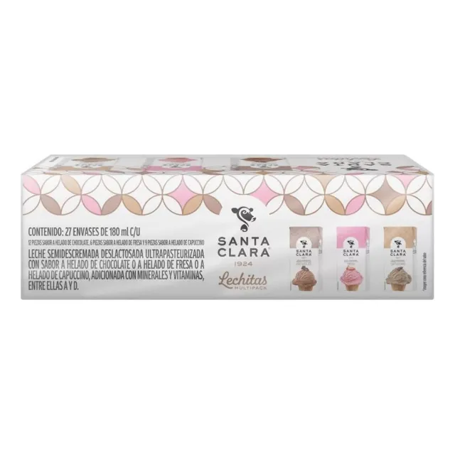 Leche Deslactosada Santa Clara 3 Sabores 27 Lechitas 180ml