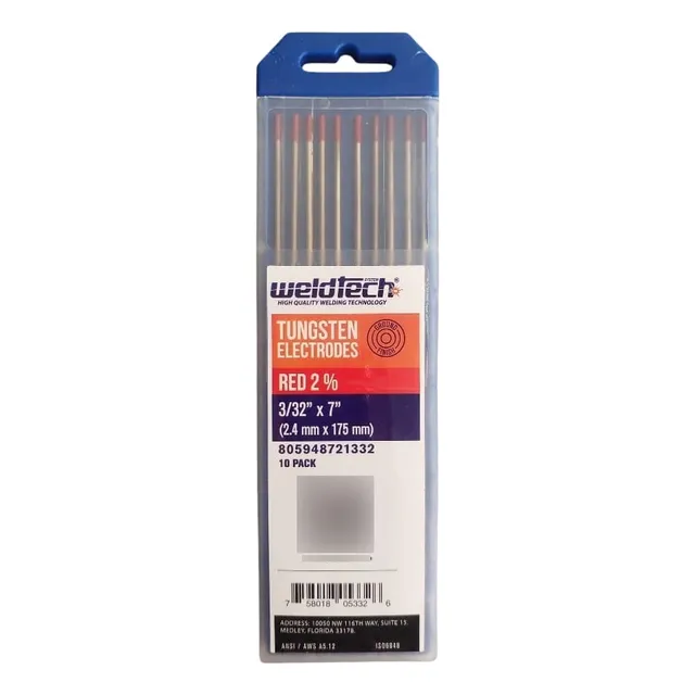 Electrodo De Tungsteno Punta Roja 3/32  2% Torio Weldtech
