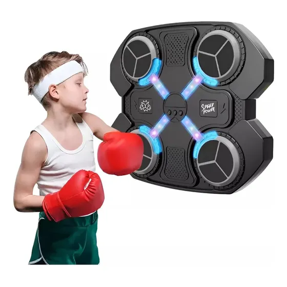 Maquina De Boxeo Musical Bluetooth Niños + Guantes Color Negro