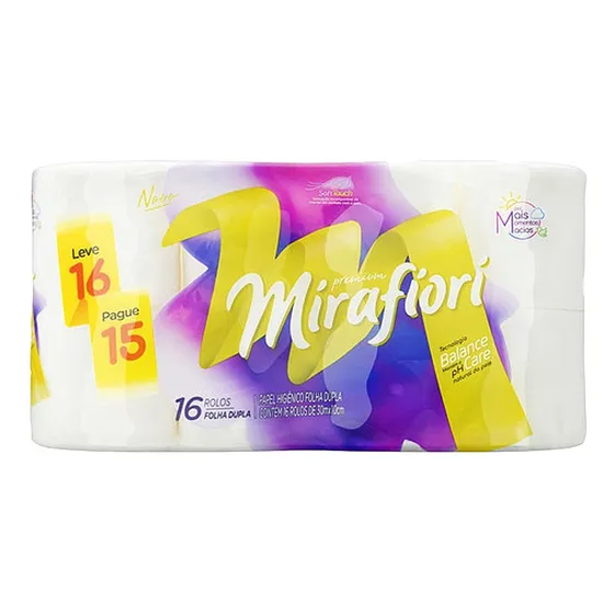 Papel Higiênico Mirafiori Premium Folha Dupla 30 M De 16 Un