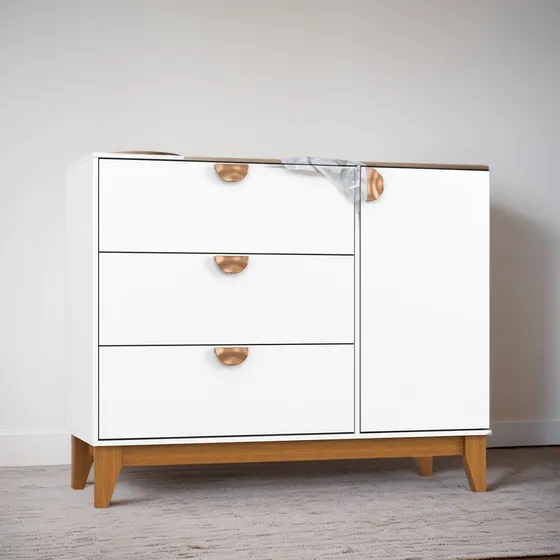 Cômoda Infantil P/ Quarto Bebê Sapateira 3 Gavetas 1 Porta