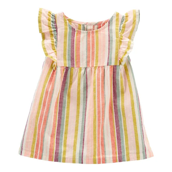 Blusa De Lino, Con Volados, Diseño A Rayas Carters 2p450810