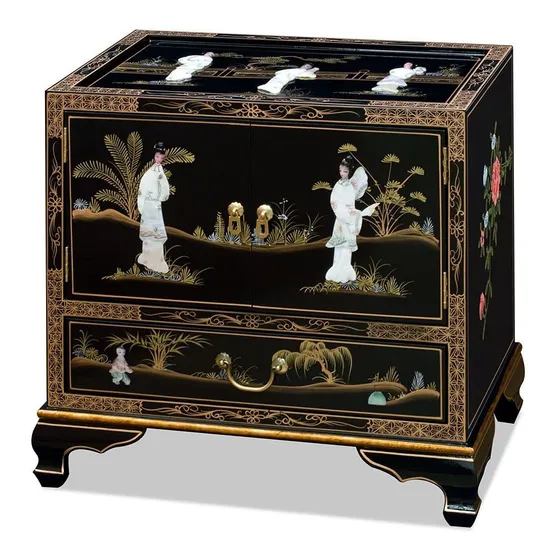 Chinafurnitureonline Gabinete Acento Oriental Nacar Negro