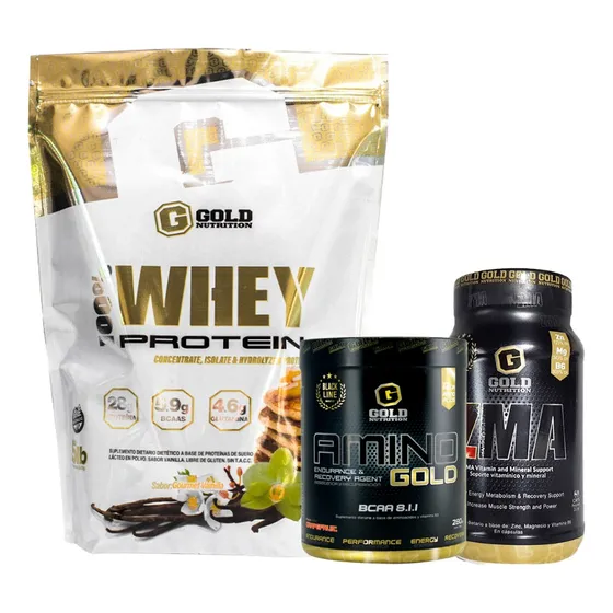 Whey Protein 5lb + Amino + Zma. Combo Gold Nutrition. Outlet